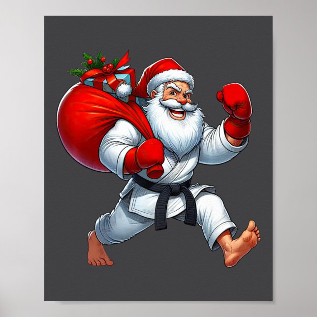 Poster Natal do jogador de Karate Santa Claus (Frente)