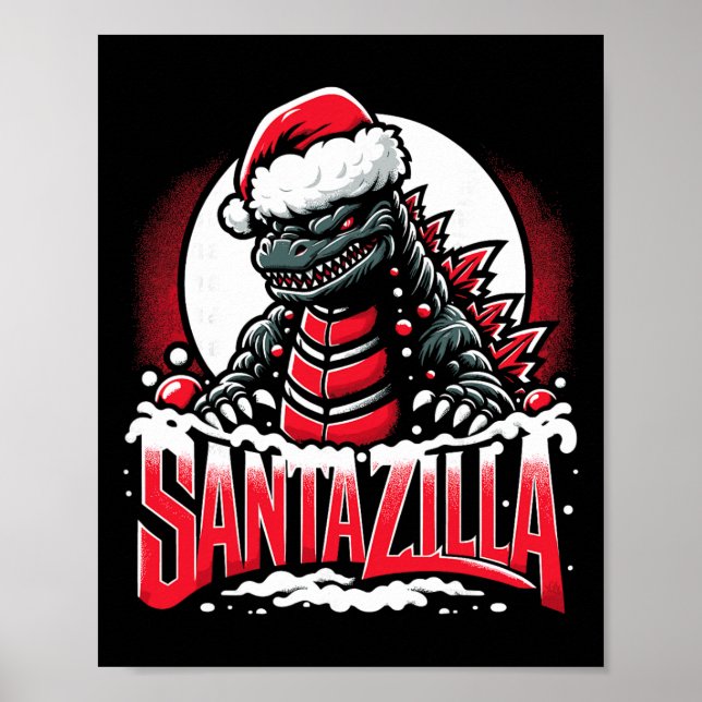Poster Natal do Kaiju Santazilla Monstro Japonês Dinossa (Frente)