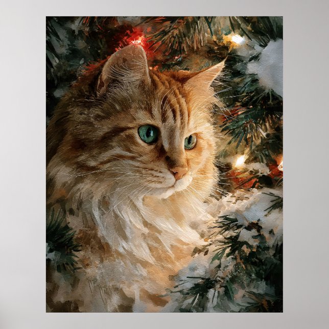 Poster Natal do Maine Coon Ruivo (Frente)