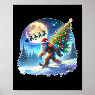 Poster Natal do Pé-Grande Papai Noel Feriado Sasquatch Na