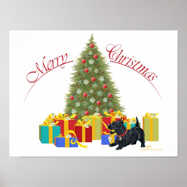 Poster Natal do Terrier Escocês (Frente)