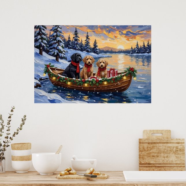 Poster Natal em Barco com Bernedoodle (Cozinha)
