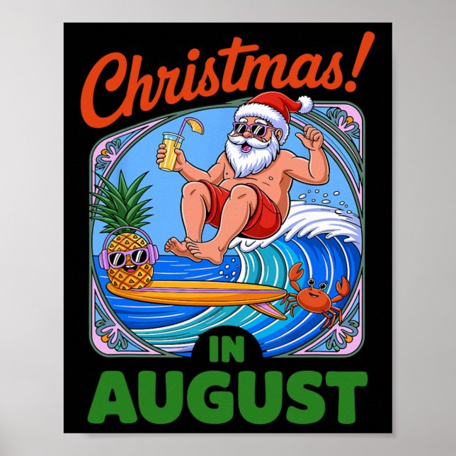Poster Natal Em Férias De Verão De Agosto Papais noeis En (Frente)