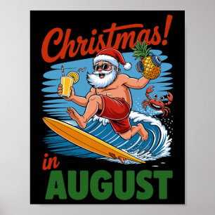 Poster Natal Em Férias De Verão De Agosto Papais noeis En