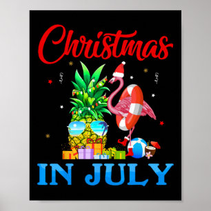 Poster Natal Em Julho Abacaxi Árvore De Natal Flamingo Sa