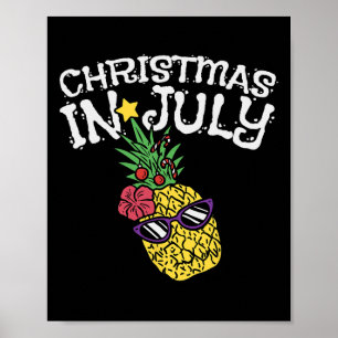 Poster Natal Em Julho Abacaxi Engraçado Verão Tropical