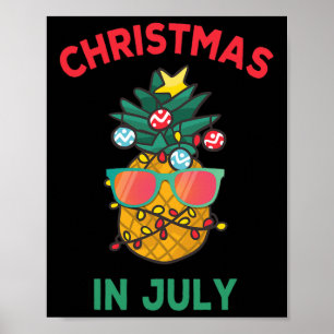 Poster Natal Em Julho Abacaxi Sungles Verão Leve V