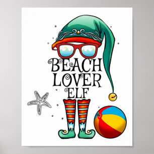 Poster Natal Em Julho Amante Da Praia Elfo Correspondente