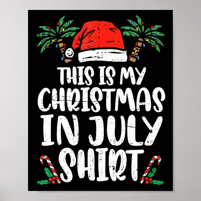 Poster Natal Em Julho Camisa Santa Hat Summer Beach Vac (Frente)