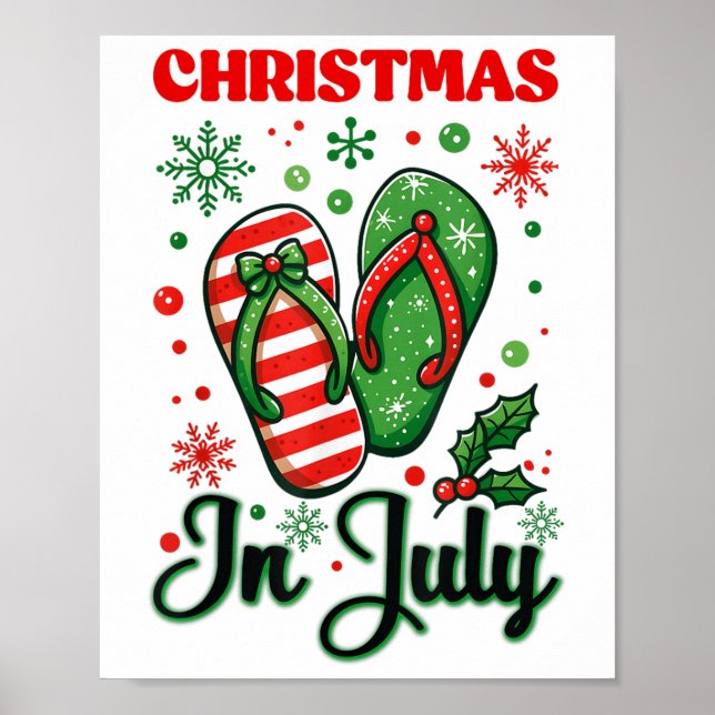Poster Natal Em Julho Chinelos Xmas Chinelos Sumam (Frente)