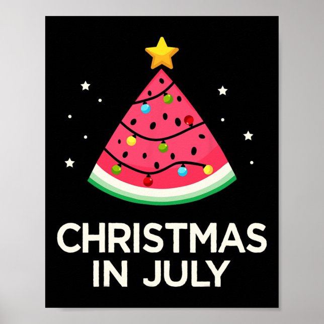 Poster Natal Em Julho Com Árvore De Melancia Para Verão  (Frente)