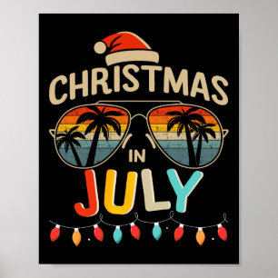 Poster Natal em Julho com Óculos de Sol Vintage para o Ve