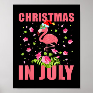 Poster natal em julho de xmas engraçados rosa-rosa flamin