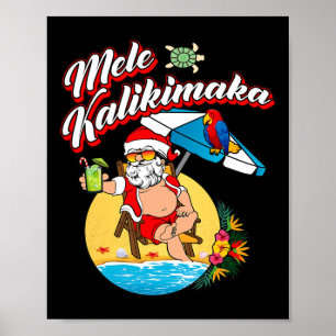 Poster Natal Em Julho Engraçado Havaiano Crianças Verão P