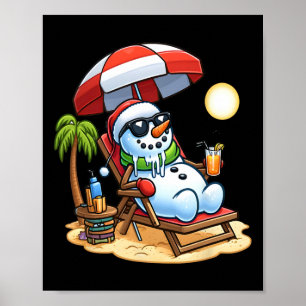 Poster Natal Em Julho Engraçado Snowman Summer Fun Beach
