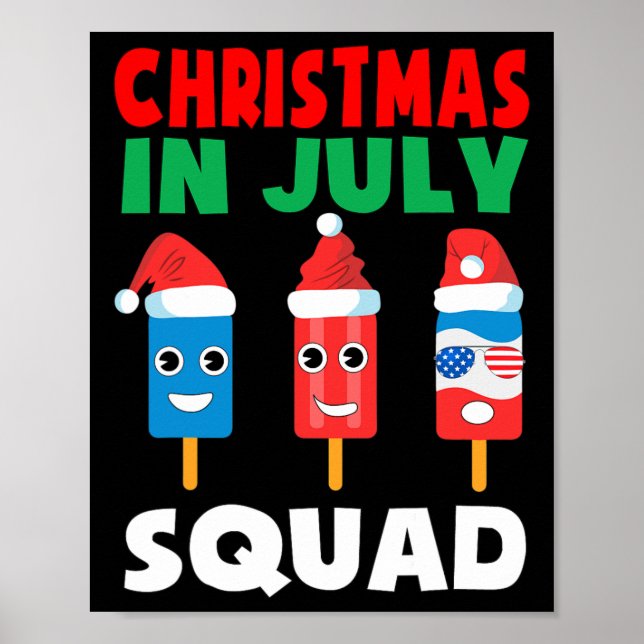 Poster Natal Em Julho Equipe Fofa Pops De Gelo No Papai N (Frente)
