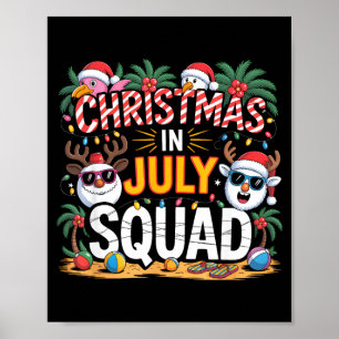 Poster Natal em julho esquadrão santa flamingo verão xmas