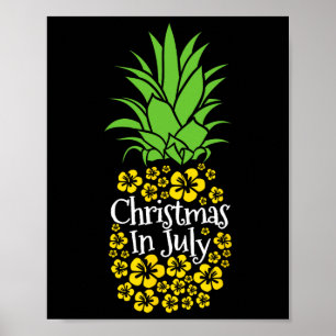 Poster Natal Em Julho Férias De Verão Engraçadas Abacaxi