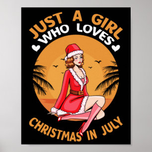 Poster Natal Em Julho - Flamingo De Verão Engraçado De Na