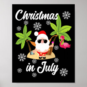 Poster Natal Em Julho Flamingo E Amante Havaiano