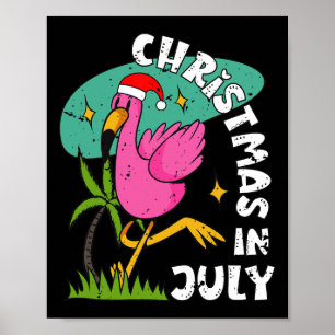 Poster Natal Em Julho Flamingo Fofo Praia Verão Chris