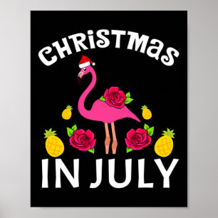 Poster Natal Em Julho Flamingo Havaiano Verão Praia V