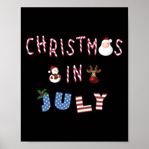 Poster Natal Em Julho Funny Candy Cane Papai Noel Rena