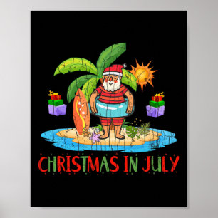 Poster Natal Em Julho Funny Santa Férias De Verão Grap