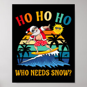 Poster Natal Em Julho Funny Santa Surfe Verão Praia
