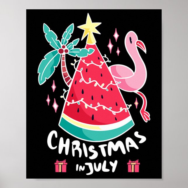 Poster Natal Em Julho Melancia Árvore De Natal De Verão (Frente)
