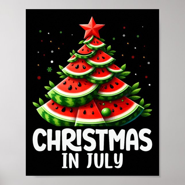 Poster Natal Em Julho Melancia Xmas Árvores Mulheres (Frente)