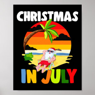 Poster Natal Em Julho Óculos De Sol Do Papai Noel Celeb D