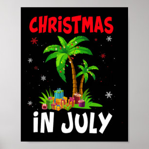 Poster Natal Em Julho Palmeira Árvore De Natal Praia Verã