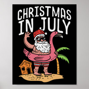 Poster Natal Em Julho Papai Noel Flamingo Flutuador Soma 