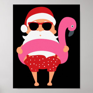 Poster Natal Em Julho Papai Noel Havaí Óculos De Sol Flam