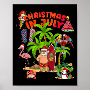 Poster Natal Em Julho Papai Noel Óculos Havaiano Praia Pa