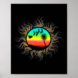 Poster Natal Em Julho Papai Noel Sol Tropical Diversão