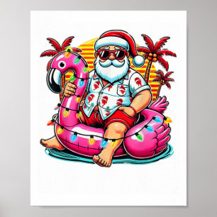Poster Natal Em Julho Papais noeis Flamingo Float Sumam