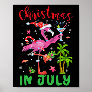 Poster Natal Em Julho Papais noeis Flamingo Mulheres De V
