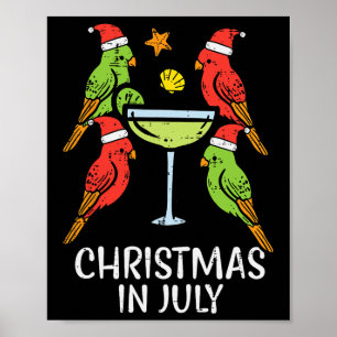 Poster Natal Em Julho Pássaros Papagaios Verão Xmas Mulhe