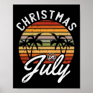 Poster Natal Em Julho Retro Praia Tropical Verão Havaí