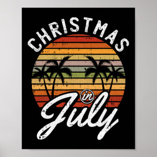 Poster Natal Em Julho Retro Praia Tropical Verão Havaí