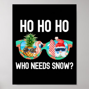 Poster Natal Em Julho Surfando Papai Noel Engraçado Praia
