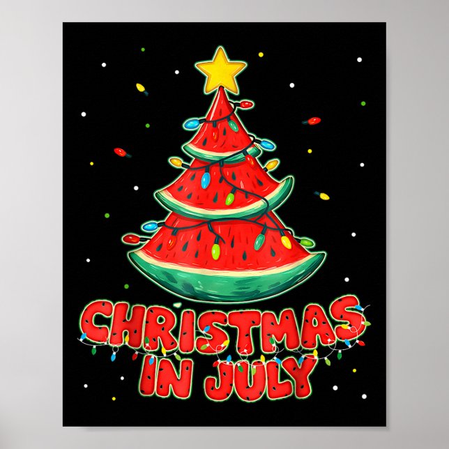 Poster Natal Em Julho Watermelon Xmas Tree Beach Sume (Frente)