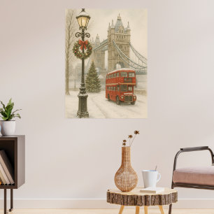 Poster Natal em Londres Presente para Viajante Feriado