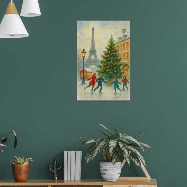 Poster Natal em Paris Arte Impressa – Torre Eiffel Invern (Sala de Estar 1)