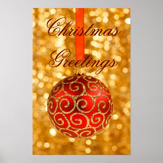 Pôster Natal Em Vermelho E Dourado (Frente)