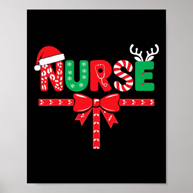 Poster Natal Enfermeira Rn Lpn Cna Mulheres Natal  (Frente)