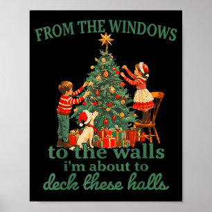 Poster Natal engraçado das janelas às paredes estou