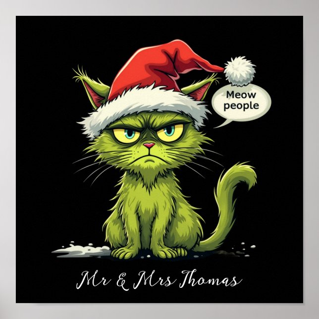 Poster Natal engraçado "Eca Pessoas" Amantes de Gatos Meo (Frente)